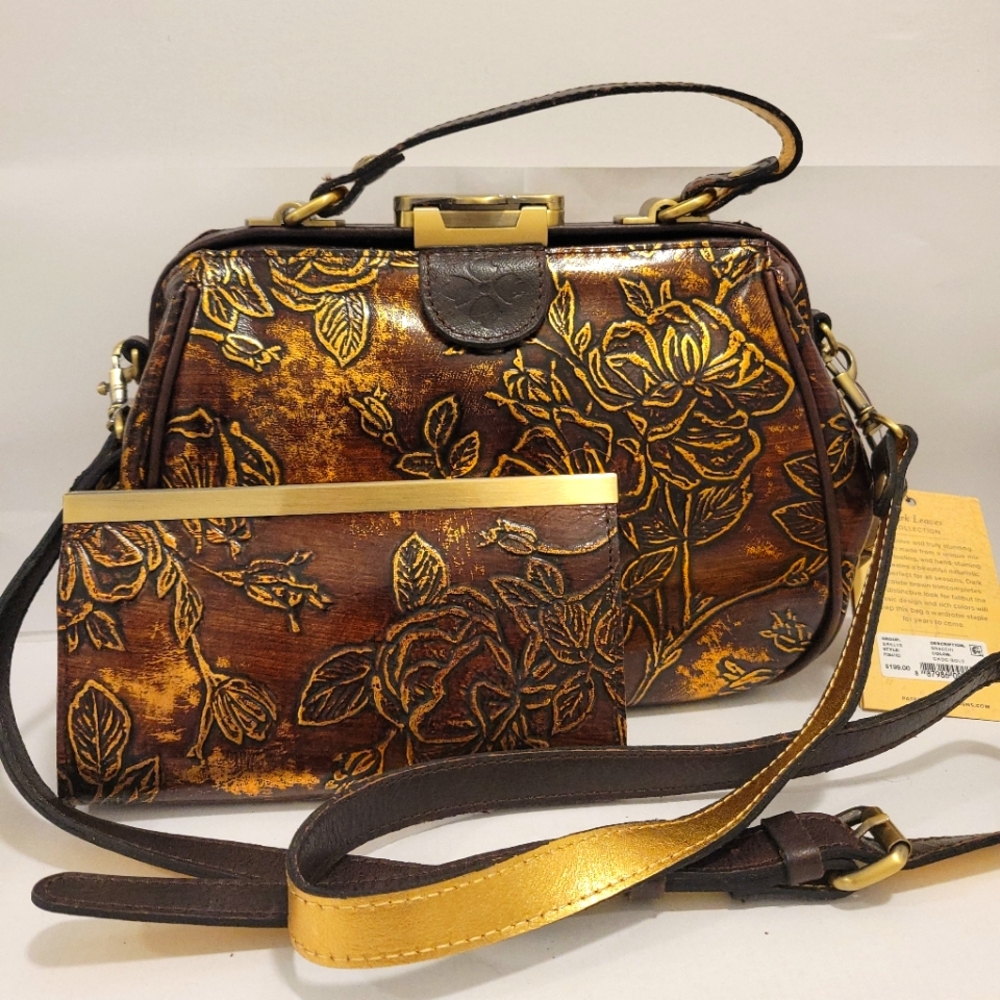 Patricia Nash Satchel, Purse+Wallet, Brown+Gold